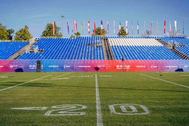 Media Day at the IFAF Flag Football World Championships in Düsseldorf 2026, August 12, 2026, Düsseldorf, Germany. Impressions from the media day of the IFAF Flag Football World Championships at the Bezirkssportanlage Düsseldorf Garath Copyright: xBEAUTIFULxSPORTS B.Hoffmannx