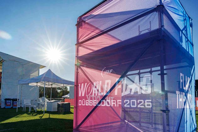 Media Day at the IFAF Flag Football World Championships in Düsseldorf 2026, August 12, 2026, Düsseldorf, Germany. Impressions from the media day of the IFAF Flag Football World Championships at the Bezirkssportanlage Düsseldorf Garath Copyright: xBEAUTIFULxSPORTS B.Hoffmannx