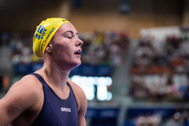 August 12, 2026: Sofia Astedt of Sweden after competing in the women’s 200-meter freestyle swimming heats on Day 13 of the 2026 European Aquatics Championships on August 12, 2026 in Saint Denis. Photo by Joel Marklund, BILDBYRAN, code JM JM0840 bbeng swimming 2026 European Aquatics Championships EM women Sweden depp  Copyright: JOELxMARKLUND BB260812JM012