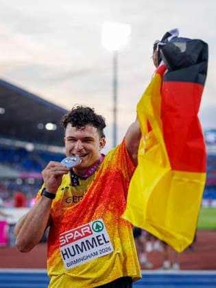 BIRMINGHAM, GREAT BRITAIN - AUGUST 11, 2026 : Merlin HUMMEL (GER Germany) gets Silver in the hammer throw during the European Athletics Championships at Alexander Stadium on August 11, 2026 in Birmingham, Great Britain. Great Britain Copyright: xAxelxKohringx