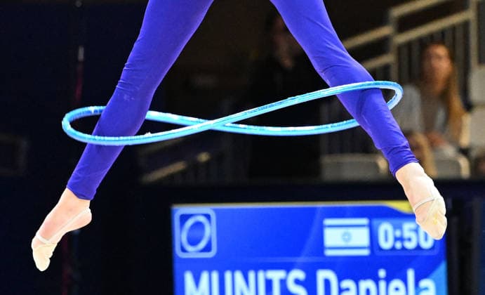 August 12, 2026, xhbx, 2026 Rhythmic Gymnastics World Championships, from left: Daniela Munits, Israel, hoop routine. DFL and DFB regulations prohibit any use of photographs as image sequences and or quasi-video. Frankfurt am Main