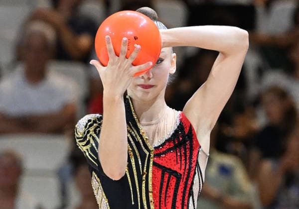 August 12, 2026, xhbx, 2026 Rhythmic Gymnastics World Championships, from left: Kotryna Zilionyte, Luxembourg, ball routine. DFL and DFB regulations prohibit any use of photographs as image sequences and or quasi-video. Frankfurt am Main
