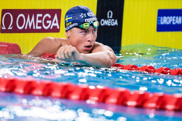 August 12, 2026: Sam Bengtsson Nimander of Sweden after competing in the men’s 200-meter breaststroke heats on Day 13 of the 2026 European Aquatics Championships on August 12, 2026 in Saint Denis. Photo by Joel Marklund, BILDBYRAN, code JM JM0840 bbeng swimming 2026 European Aquatics Championships EM Sweden  Copyright: JOELxMARKLUND BB260812JM040