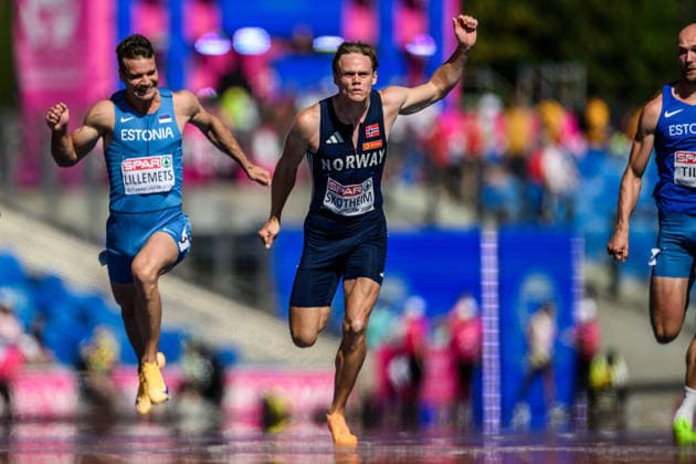 August 12, 2026: Sander Aae Skotheim of Norway competes in the men’s decathlon 100-meter race during Day 3 of the 2026 European Athletics Championships on August 12, 2026 in Birmingham. Photo by Maxim Thore. BILDBYRAN code MT MT1066 track and field athletics friidrett friidrotts em em friidretts em 2026 European Athletics Championships 3 BBENG Norway decathlon tikamp tiokamp  Copyright: MAXIMxTHORE BB260812MT007