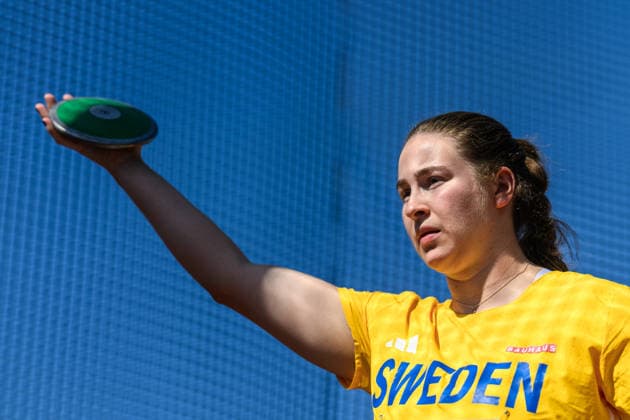 August 12, 2026: Ebba Salomonsson Lind of Sweden competes in the women’s discus throw during Day 3 of the 2026 European Athletics Championships on August 12, 2026 in Birmingham. Photo by Mathias Bergeld, BILDBYRAN, code MB MT1066. track and field, athletics, friidrett, friidrotts EM, 2026 European Athletics Championships, 3 BBENG, Sweden, discus throw Copyright: MATHIASxBERGELD BB260812MB012