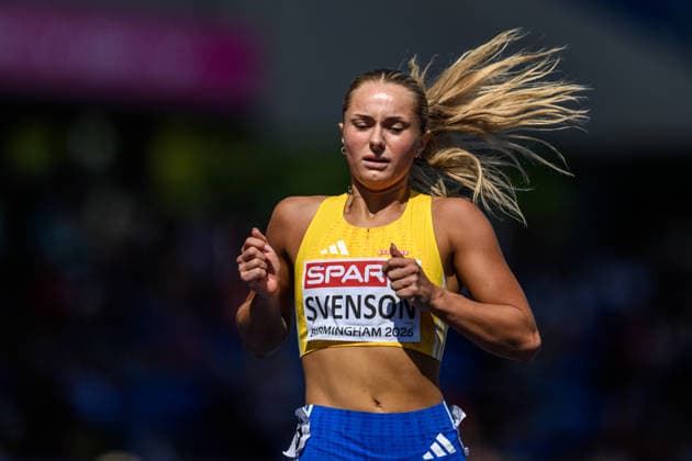 August 12, 2026: Wilma Svenson of Sweden competes in the women’s 200-meter qualifying round on Day 3 of the 2026 European Athletics Championships on August 12, 2026 in Birmingham. Photo by Maxim Thore. BILDBYRAN code MT MT1066 track and field athletics friidrett friidrotts em em friidretts em 2026 European Athletics Championships 3 BBENG Sweden sverige women dam damer  Copyright: MAXIMxTHORE BB260812MT047