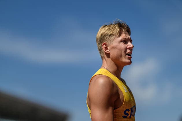 August 12, 2026: Emil Uhlin of Sweden competes in the men’s decathlon long jump during Day 3 of the 2026 European Athletics Championships on August 12, 2026 in Birmingham. Photo by Mathias Bergeld, BILDBYRAN, code MB MT1066. track and field, athletics, friidrett, friidrotts EM, 2026 European Athletics Championships, Day 3, decathlon, Sweden  Copyright: MATHIASxBERGELD BB260812MB032