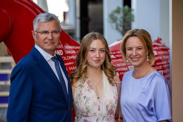 Otto Becker with his wife Julia and daughter at Media Night during the 2026 FEI World Championships in Aachen, August 11, 2026; 2026 FEI World Championships in Aachen, Media Night, August 11, 2026; Aachen Copyright: xEibner-Pressefoto J.xDerondeaux EP_JDU