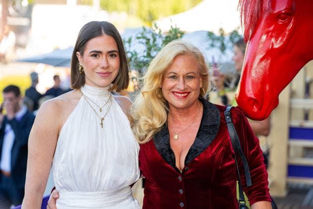 Angelica Camm Daum with her niece at Media Night during the 2026 FEI World Championships in Aachen, August 11, 2026; 2026 FEI World Championships in Aachen, Media Night, August 11, 2026; Aachen Copyright: xEibner-Pressefoto J.xDerondeaux EP_JDU