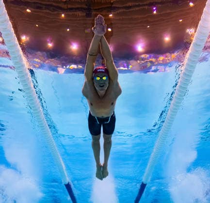 August 12, 2026: Noe Ponti of Switzerland competes in the men’s 100-meter butterfly swimming heats during Day 13 of the 2026 European Aquatics Championships on August 12, 2026 in Saint Denis. Photo by Joel Marklund. BILDBYRAN code JM JM0840 bbeng swimming 2026 European Aquatics Championships EM  Copyright: JOELxMARKLUND BB260812JM062