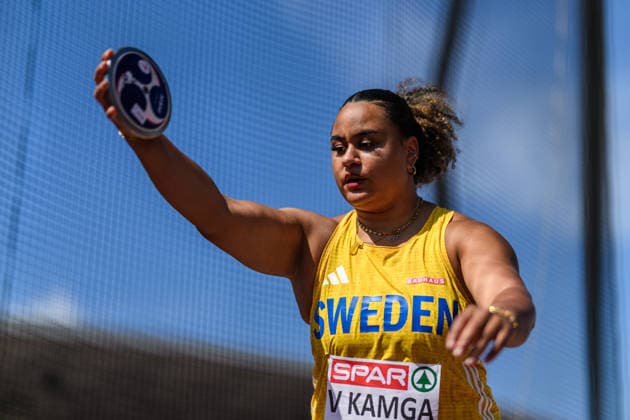 August 12, 2026: Vanessa Kamga of Sweden competes in the women’s discus throw qualifying round on Day 3 of the 2026 European Athletics Championships on August 12, 2026 in Birmingham. Photo by Mathias Bergeld, BILDBYRAN, code MB MT1066. track and field athletics friidrett friidrotts em em friidretts em 2026 European Athletics Championships 3 BBENG women Sweden discus throw  Copyright: MATHIASxBERGELD BB260812MB042