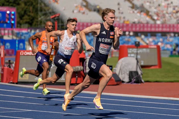 2026 European Outdoor Athletics Championships, Day 3, Birmingham, England, August 12, 2026: Tobias Gronstad in the men’s 800-meter semifinal at the 2026 European Athletics Championships at Alexander Stadium in Birmingham on Wednesday. Photo: Beate Oma Dahle, NTB, Birmingham, England. EDITORIAL USE ONLY. RESTRICTED USE FOR BETTING COMPANIES.  Copyright: xBeatexOmaxDahlex xNTBx