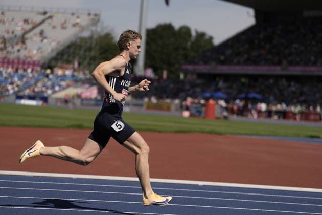 2026 European Outdoor Athletics Championships, Day 3, Birmingham, England, August 12, 2026: Tobias Gronstad in the men’s 800-meter semifinal at the 2026 European Athletics Championships at Alexander Stadium in Birmingham on Wednesday. Photo: Beate Oma Dahle, NTB, Birmingham, England. EDITORIAL USE ONLY. RESTRICTED USE FOR BETTING COMPANIES.  Copyright: xBeatexOmaxDahlex xNTBx