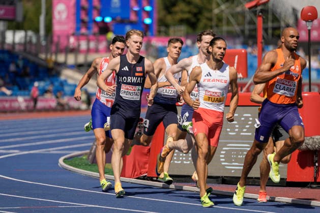 2026 European Athletics Outdoor Championships, Day 3, Birmingham, England, August 12, 2026: Tobias Gronstad in the men’s 800-meter semifinal at the 2026 European Athletics Championships at Alexander Stadium in Birmingham on Wednesday. Photo: Beate Oma Dahle, NTB, Birmingham, England. EDITORIAL USE ONLY. RESTRICTED USE FOR BETTING COMPANIES.  Copyright: xBeatexOmaxDahlex xNTBx