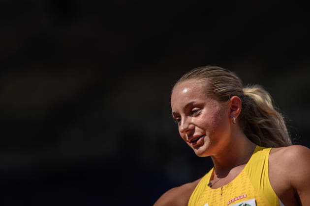 August 12, 2026: Wilma Svenson of Sweden competes in the women’s 200-meter qualifying round on Day 3 of the 2026 European Athletics Championships, 2026 in Birmingham. Photo by Maxim Thore. BILDBYRAN code MT MT1066 track and field athletics friidrett friidrotts em em friidretts em 2026 European Athletics Championships 3 BBENG Sweden sverige women dam damer  Copyright: MAXIMxTHORE BB260812MT062