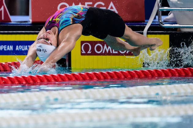 August 12, 2026: Fanny Teijonsalo of Finland competes in the women’s 50-meter backstroke heats on Day 13 of the 2026 European Aquatics Championships in Saint Denis. 2026 in Saint-Denis. Photo by Joel Marklund. BILDBYRAN code JM JM0840 bbeng swimming 2026 European Aquatics Championships women’s  Copyright: JOELxMARKLUND BB260812JM075