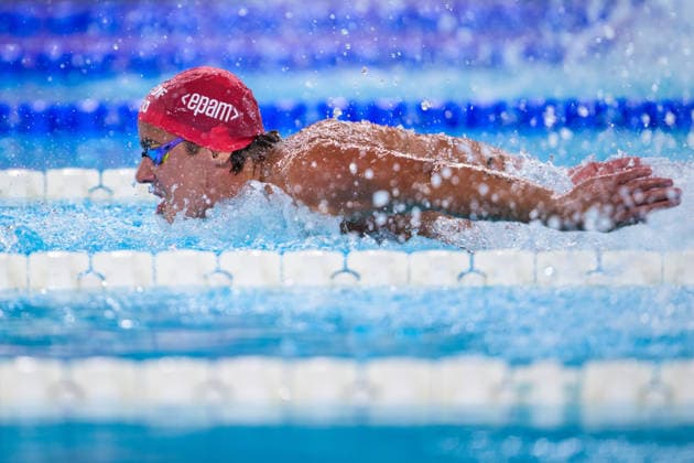 August 12, 2026: Noe Ponti of Switzerland competes in the men’s 100-meter butterfly swimming heats during Day 13 of the 2026 European Aquatics Championships on August 12, 2026 in Saint Denis. Photo by Joel Marklund. BILDBYRAN code JM JM0840 bbeng swimming 2026 European Aquatics Championships EM  Copyright: JOELxMARKLUND BB260812JM073