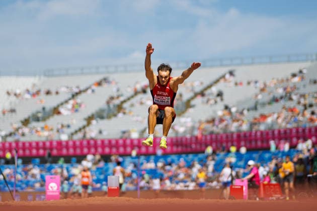 BIRMINGHAM, UNITED KINGDOM - AUGUST 12: Andrin Huber of Switzerland competes in the Men s Decathlon Long Jumop during the European Athletics Championships at Alexander Stadium on August 12, 2026 in Birmingham, United Kingdom. England United Kingdom Copyright: xBEAUTIFULxSPORTS TobiasxLacknerx