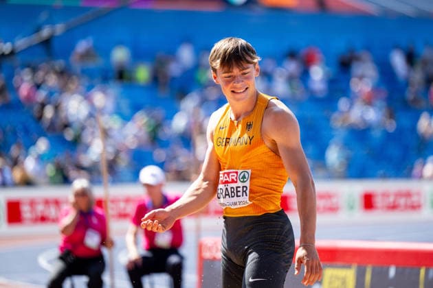 August 12, 2026, GBR, Track and Field, 2026 European Championships, Morning Session, Day 3, Birmingham; Amadeus Gräber, Germany, Men s Decathlon, Long Jump, Birmingham Alexander Stadium, England, Great Britain Copyright: xNordphoto Memmlerx