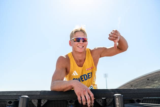 August 12, 2026: Emil Uhlin of Sweden looks dejected while competing in the men’s decathlon shot put during Day 3 of the 2026 European Athletics Championships on August 12, 2026 in Birmingham. Photo by Mathias Bergeld, BILDBYRAN, code MB MT1066. track and field, athletics, friidrett, friidrotts EM, 2026 European Athletics Championships, 3 BBENG, Sweden, decathlon, tikamp, tiokamp, depp Copyright: MATHIASxBERGELD BB260812MB055