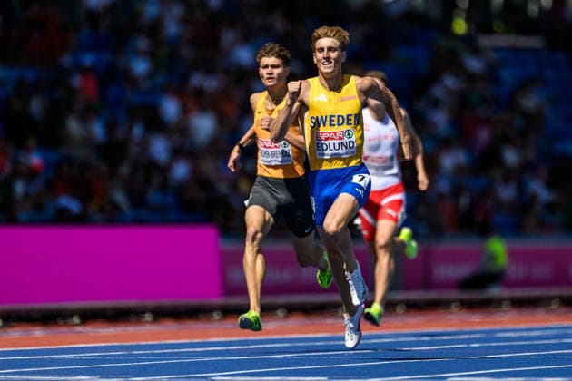 August 12, 2026: Oskar Edlund of Sweden competes in the men’s heptathlon 400-meter hurdles semifinal during Day 3 of the 2026 European Athletics Championships on August 12, 2026 in Birmingham. Photo by Maxim Thore. BILDBYRAN code MT MT1066. track and field, athletics, friidrett, friidrotts EM, 2026 European Athletics Championships, 3rd semifinal, Sweden, hurdles, hekk, häck Copyright: MAXIMxTHORE BB260812MT074