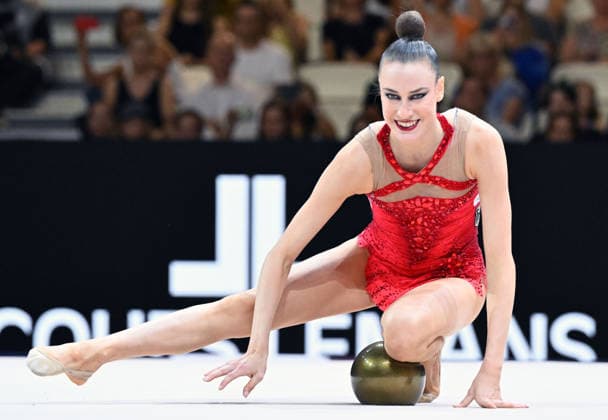 August 12, 2026, xhbx, 2026 Rhythmic Gymnastics World Championships, from left: Darja Varfolomeev, Germany, ball routine. DFL and DFB regulations prohibit any use of photographs as image sequences and or quasi-video. Frankfurt am Main