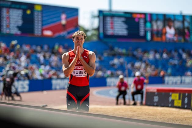 BIRMINGHAM, UNITED KINGDOM - AUGUST 12: Andrin Huber of Switzerland competes in the Men s Decathlon Long Jump during the European Athletics Championships at Alexander Stadium on August 12, 2026 in Birmingham, United Kingdom. England United Kingdom Copyright: xBEAUTIFULxSPORTS TobiasxLacknerx