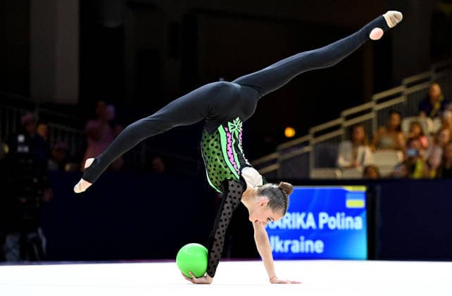 August 12, 2026, xhbx, 2026 Rhythmic Gymnastics World Championships, from left: Taisilia Onofriichuk of Ukraine with a ball. DFL and DFB regulations prohibit any use of photographs as image sequences and or quasi-video. Frankfurt am Main