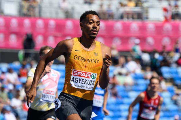 BIRMINGHAM, GREAT BRITAIN - August 12: Emil Agyekum (Germany) during the 400 metres hurdles semi-final during the European Athletics Championships 2026 at Alexander Stadium in Birmingham, Great Britain (Photo by Sven Beyrich Sports Press Photo) Copyright: xSvenxBeyrich SportsxPressxPhotox Sportspressphoto_SPR204548