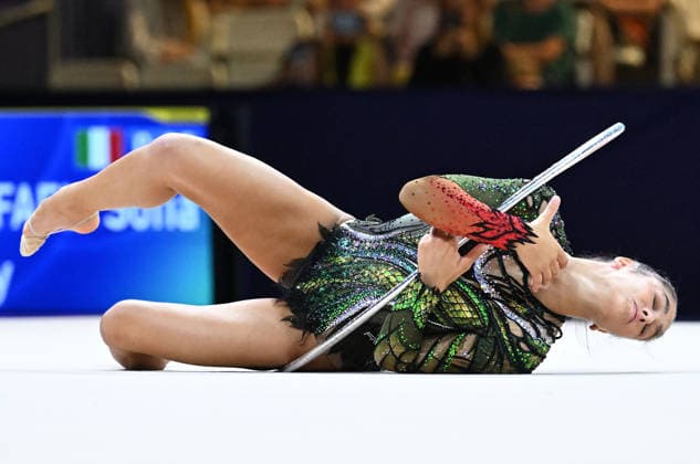 August 12, 2026, xhbx, 2026 Rhythmic Gymnastics World Championships, from left: Sofia Raffaeli of Italy with a hoop. DFL and DFB regulations prohibit any use of photographs as image sequences and or quasi-video. Frankfurt am Main