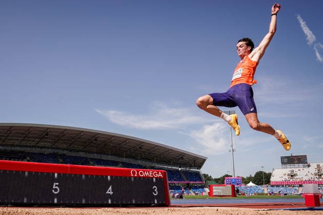 2026 European Outdoor Athletics Championships, Day 3, Birmingham, England, August 12, 2026 Luuk Pelkmans of the Netherlands competes in the men’s long jump as part of the decathlon at the 2026 European Athletics Championships at Alexander Stadium in Birmingham on Wednesday. Photo: Beate Oma Dahle, NTB, Birmingham, England. EDITORIAL USE ONLY. RESTRICTED USE FOR BETTING COMPANIES.  Copyright: xBeatexOmaxDahlex xNTBx
