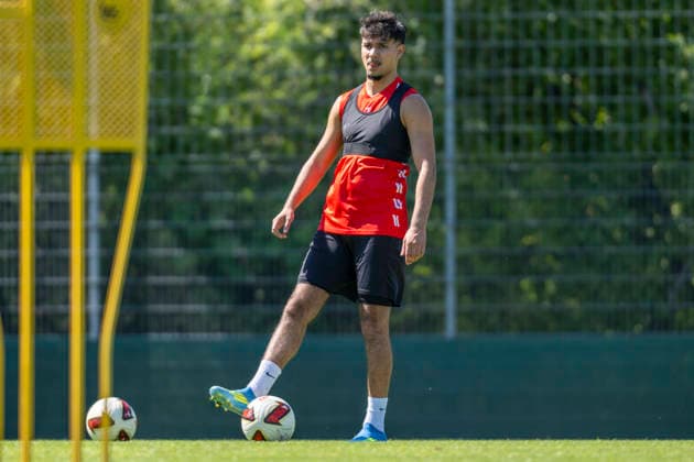 Regionalliga Northeast, Season 26–27: Hallescher FC Training Session with New Signing Osman Atilgan, Halle, Germany, August 12, 2026. Pictured: New signing Osman Atilgan at his first training session in Halle at the Halle Saale Leuna Chemie Stadium, Saxony-Anhalt, Germany