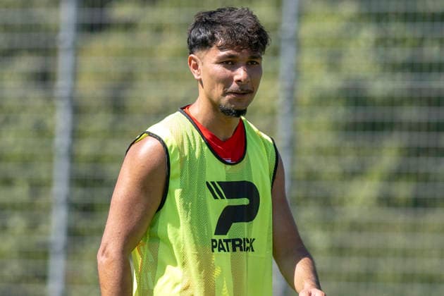 Regionalliga Northeast, Season 26–27: Hallescher FC Training Session with New Signing Osman Atilgan, Halle, Germany, August 12, 2026. Pictured: New signing Osman Atilgan at his first training session in Halle at the Halle Saale Leuna Chemie Stadium, Saxony-Anhalt, Germany