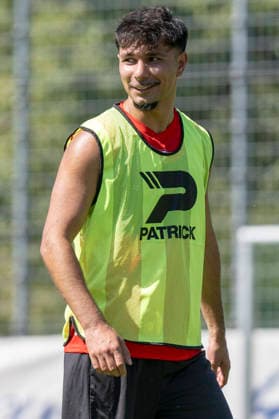 Regionalliga Northeast, Season 26–27: Hallescher FC Training Session with New Signing Osman Atilgan, Halle, Germany, August 12, 2026. Pictured: New signing Osman Atilgan at his first training session in Halle at the Halle Saale Leuna Chemie Stadium, Saxony-Anhalt, Germany