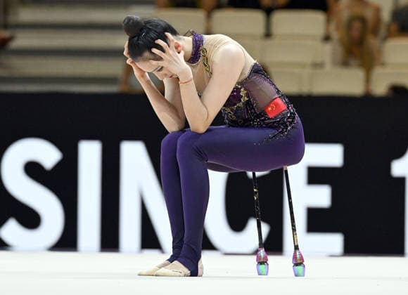 August 12, 2026, xhbx, 2026 Rhythmic Gymnastics World Championships, from left: Zilu Wang of China with clubs. DFL and DFB regulations prohibit any use of photographs as image sequences and or quasi-video. Frankfurt am Main