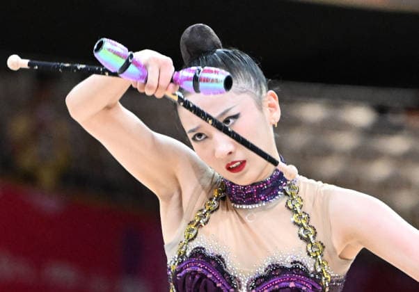 August 12, 2026, xhbx, 2026 Rhythmic Gymnastics World Championships, from left: Zilu Wang of China with clubs. DFL and DFB regulations prohibit any use of photographs as image sequences and or quasi-video. Frankfurt am Main