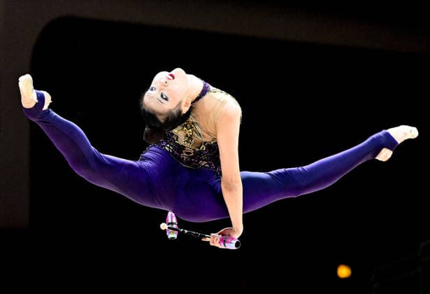 August 12, 2026, xhbx, 2026 Rhythmic Gymnastics World Championships, from left: Zilu Wang of China with clubs. DFL and DFB regulations prohibit any use of photographs as image sequences and or quasi-video. Frankfurt am Main