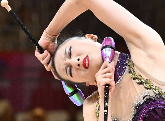 August 12, 2026, xhbx, 2026 Rhythmic Gymnastics World Championships, from left: Zilu Wang of China with clubs. DFL and DFB regulations prohibit any use of photographs as image sequences and or quasi-video. Frankfurt am Main