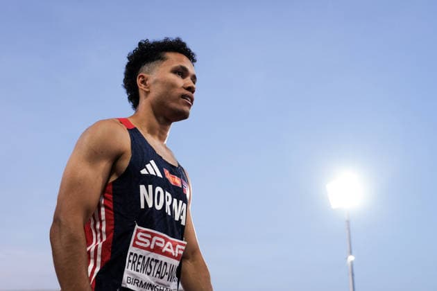 2026 European Outdoor Athletics Championships, Day 2, Birmingham, England, August 11, 2026. Per Tinius Fremstad Waldron in the men’s 100-meter semifinal at the 2026 European Athletics Championships at Alexander Stadium in Birmingham on Tuesday. Photo: Beate Oma Dahle, NTB, Birmingham, England. EDITORIAL USE ONLY. RESTRICTED USE FOR BETTING COMPANIES  Copyright: xBeatexOmaxDahlex xNTBx