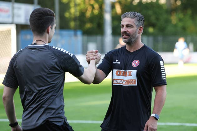 August 12, 2026, Soccer, Men s, Regionalliga Nord, Matchday 16, FC Eintracht Norderstedt vs. BSV Kickers Emden Coach Özden Kocadal, FC Eintracht Norderstedt