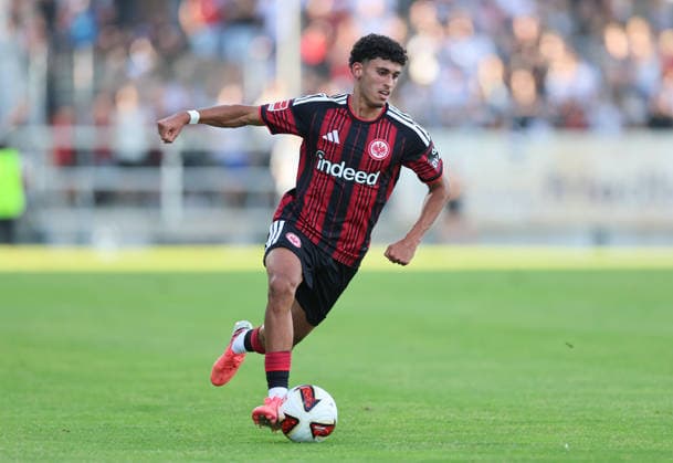 August 12, 2026, Soccer Friendly Match, FSV Frankfurt vs. Eintracht Frankfurt, from left: Ayoube Amaimouni Echghouyab, Eintracht Frankfurt. DFL and DFB regulations prohibit any use of photographs as image sequences and or quasi-video. xdcx Copyright: HMBxMedia Claus