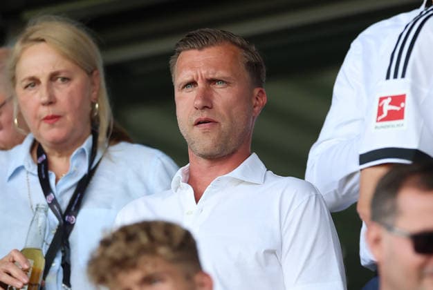 August 12, 2026, Soccer Friendly Match, FSV Frankfurt vs. Eintracht Frankfurt, from left: Markus Krösche, sporting director of Eintracht Frankfurt. DFL and DFB regulations prohibit any use of photographs as image sequences and or quasi-video. xdcx Copyright: HMBxMedia Claus