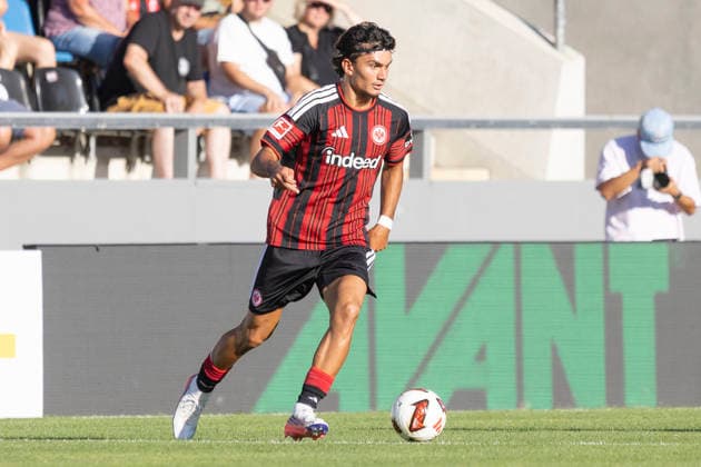 Friendly Match: FSV Frankfurt vs. Eintracht Frankfurt, August 12, 2026; Can Uzun, Eintracht Frankfurt, No. 42 on the ball, close-up, portrait; FSV Frankfurt vs. Eintracht Frankfurt, Frankfurt, BBBank Arena, August 12, 2026 Copyright: xBEAUTIFULxSPORTS Gawlikx