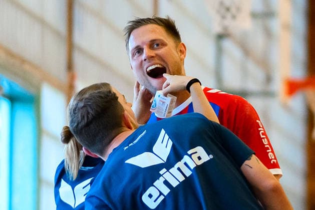 Bietigheim HBL 26 27 SG BBM Bietigheim Pfadi Winterthur Fabian Wiederstein Bietigheim Injured Injury Pain Bietigheim Bissingen Halle am Viadukt Baden-Württemberg Germany