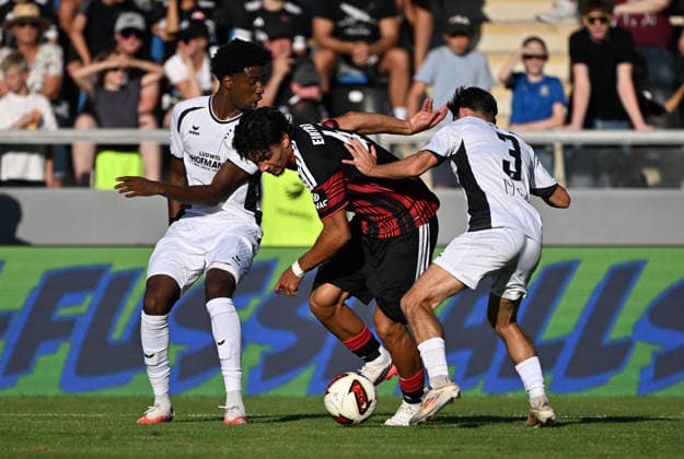 August 12, 2026, xjhx, Soccer Friendly Match, FSV Frankfurt vs. Eintracht Frankfurt: Uche Obiogumu (FSV Frankfurt), Can Uzun (Eintracht Frankfurt), Jan Erik Eichhorn (FSV Frankfurt), Frankfurt am Main