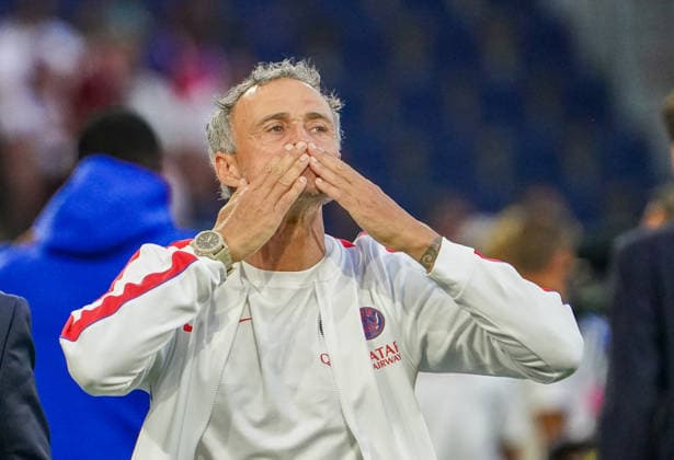 Austria Soccer 2026 UEFA Super Cup, Final: Paris Saint-Germain vs. Aston Villa FC, Red Bull Arena, Salzburg, August 12, 2026; Portrait photo, portrait, close-up, portrait of Luis Enrique, coach of Paris Saint-Germain; facial expression, emotion Copyright: xAymanxAlahmedx