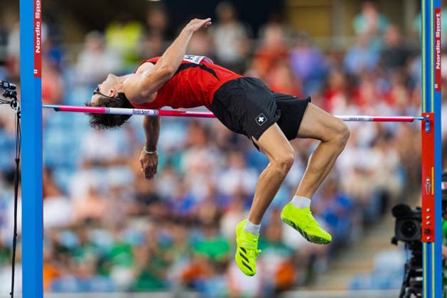BIRMINGHAM, UNITED KINGDOM - AUGUST 12: Andrin Huber of Switzerland competes in the Men s Decathlon High Jump during the European Athletics Championships at Alexander Stadium on August 12, 2026 in Birmingham, United Kingdom. England United Kingdom Copyright: xBEAUTIFULxSPORTS TobiasxLacknerx