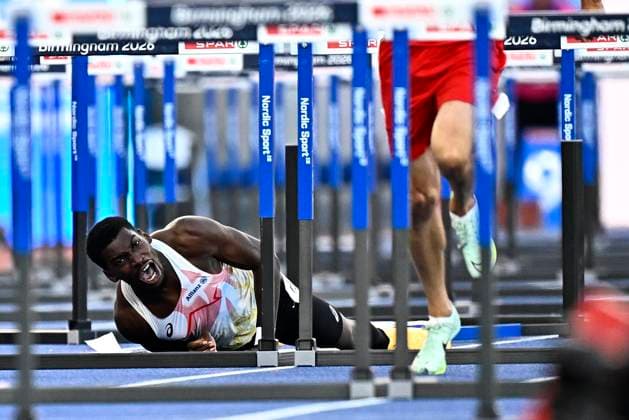 European Athletics Championships Birmingham 2026 - day 3 BIRMINGHAM, ENGLAND - AUGUST 12 : Bacari Elie (BEL) in action during the 110m hurdles on day 3 of the Birmingham 2026 European Athletics Championships on August 12, 2026 in Birmingham, England, 12 08 2026 Birmingham ENGLAND  Copyright: xTomasxSiskx