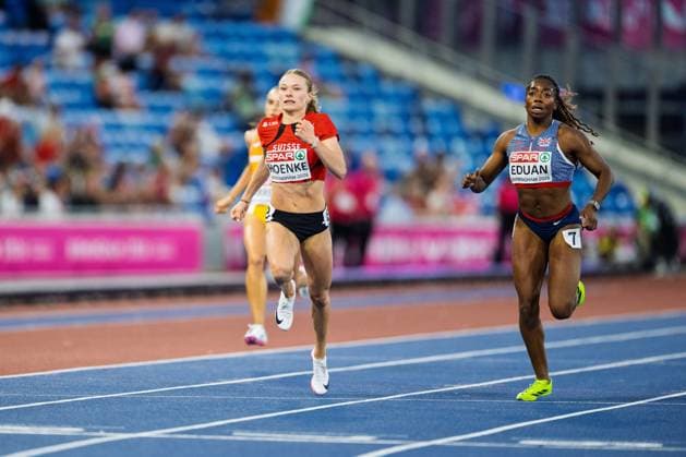 BIRMINGHAM, UNITED KINGDOM - AUGUST 12: Fabienne Hoenke of Switzerland competes in the Women s 200m during the European Athletics Championships at Alexander Stadium on August 12, 2026 in Birmingham, United Kingdom. England United Kingdom Copyright: xBEAUTIFULxSPORTS TobiasxLacknerx