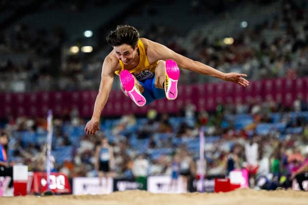 August 12, 2026: Gabriel Wallmark of Sweden competes in the men’s triple jump qualifiers during Day 3 of the 2026 European Athletics Championships on August 12, 2026 in Birmingham. Photo by Mathias Bergeld, BILDBYRAN, code MB MT1066. track and field, athletics, friidrett, friidrotts EM, 2026 European Athletics Championships, 3 bbeng  Copyright: MATHIASxBERGELD BB260812MB131